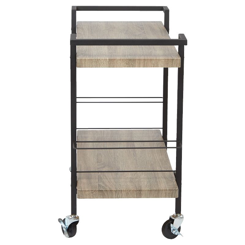 Flash Furniture Castleberry Rustic Wood Grain and Iron Kitchen Serving and Bar Cart