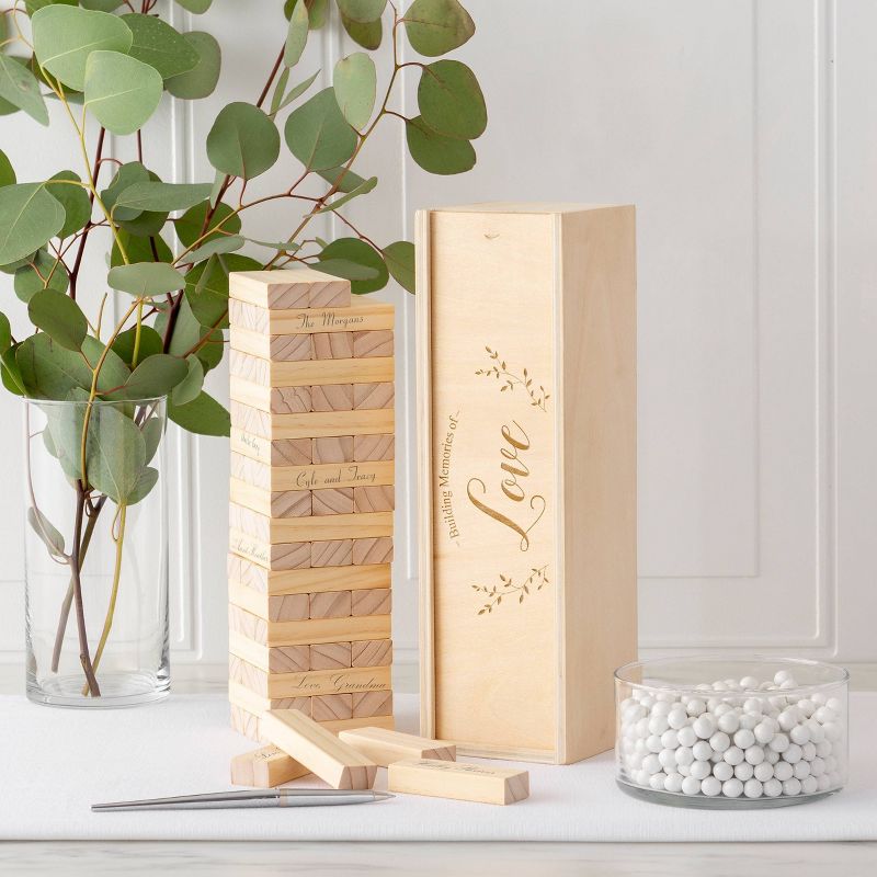 "Building Memories Of Love" Wooden Block Guestbook