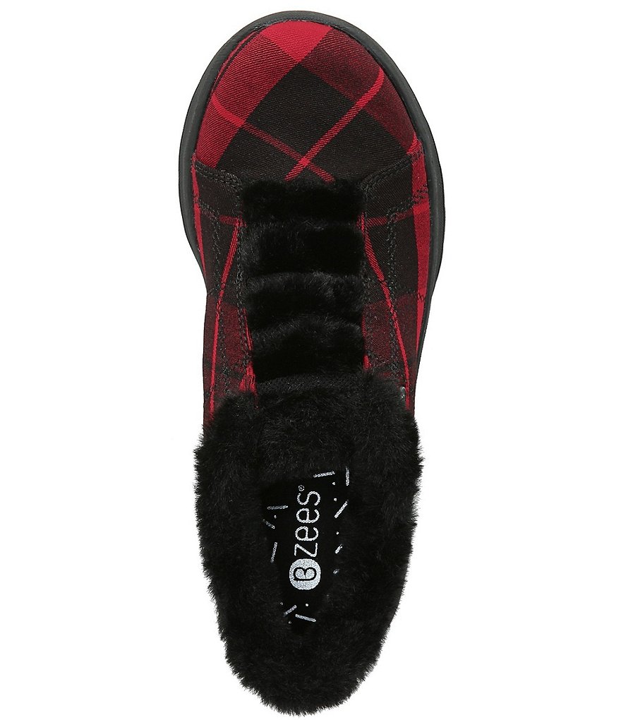 Bzees Premium Golden Plaid Faux Fur Lined Wedge Booties