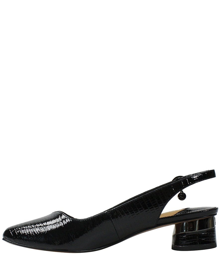 J. Renee Taveta Lizard Embossed Slingback Block Heel Pumps