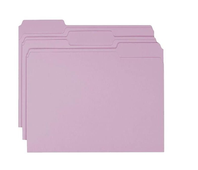 Smead File Folders 1/3 Cut Top Tab Letter Lavender 100/Box 12443