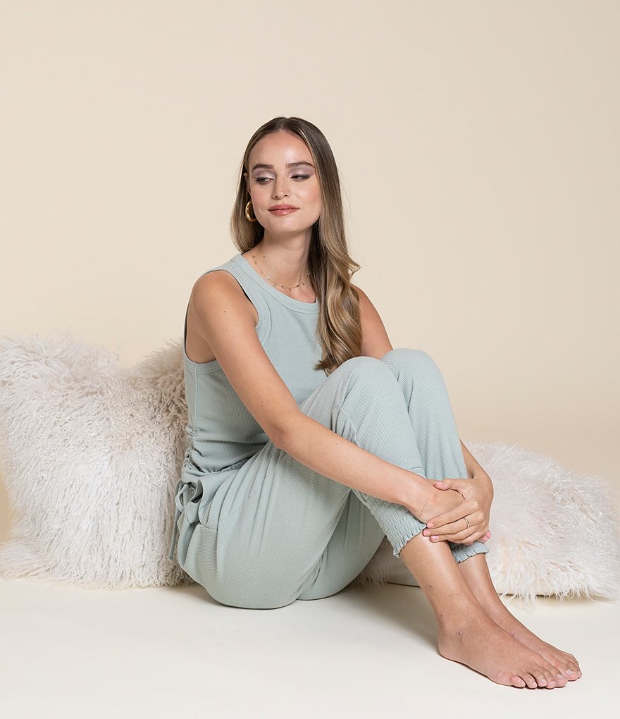 1. STATE Side Tie Crew Neck Coordinating Knit Tank