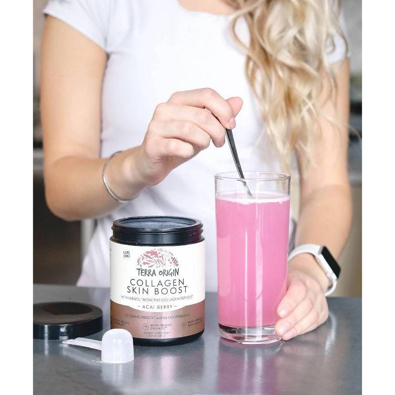 Terra Origin Collagen Skin Boost Powder W/ Verisol Bioactive Collagen Peptides Acai Berry - 6.35oz