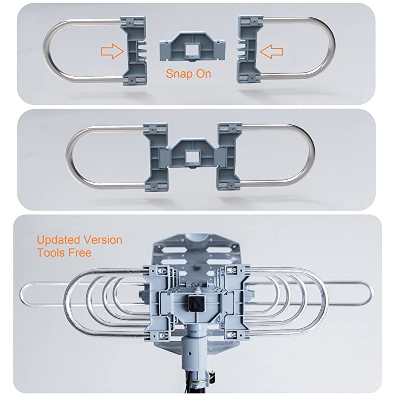 Amplified Digital Outdoor HDTV Antenna 150 Miles Long Range 360 Degree Rotation Infrared Control Tools Free Installation Support 2 TVs