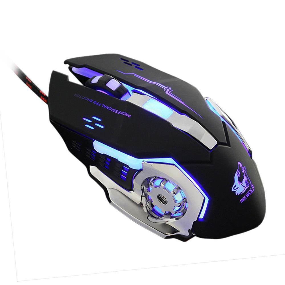 Wired LED Light 4000DPI Optical USB Ergonomic Pro Gamer Gaming Mouse Metal Pro