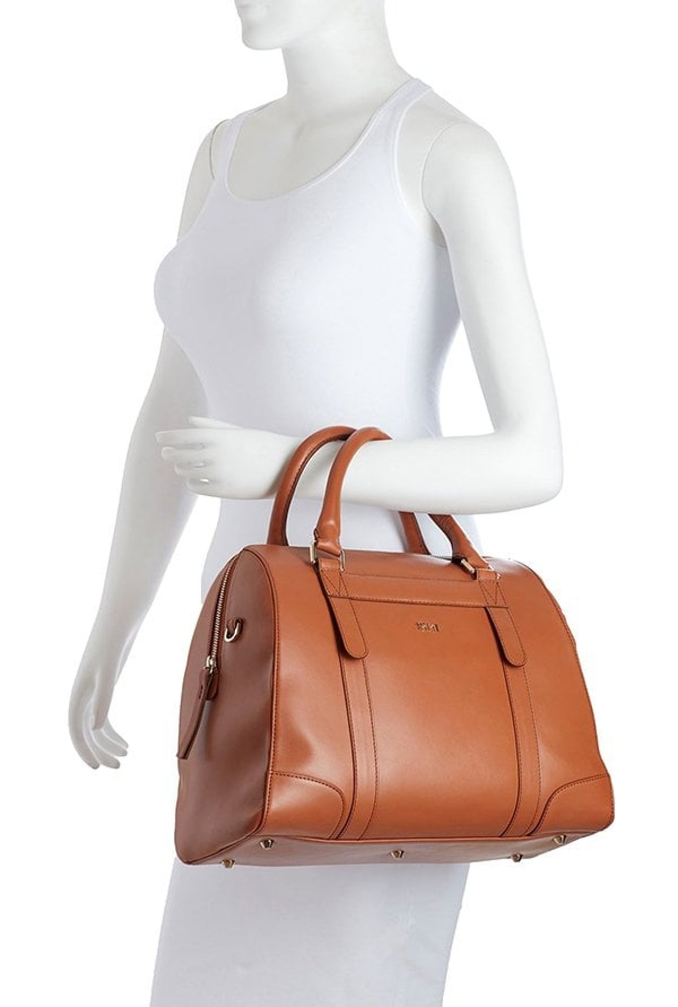 Tohl RP 1 Nassau Tan Paneled Leather Bowler Handbag
