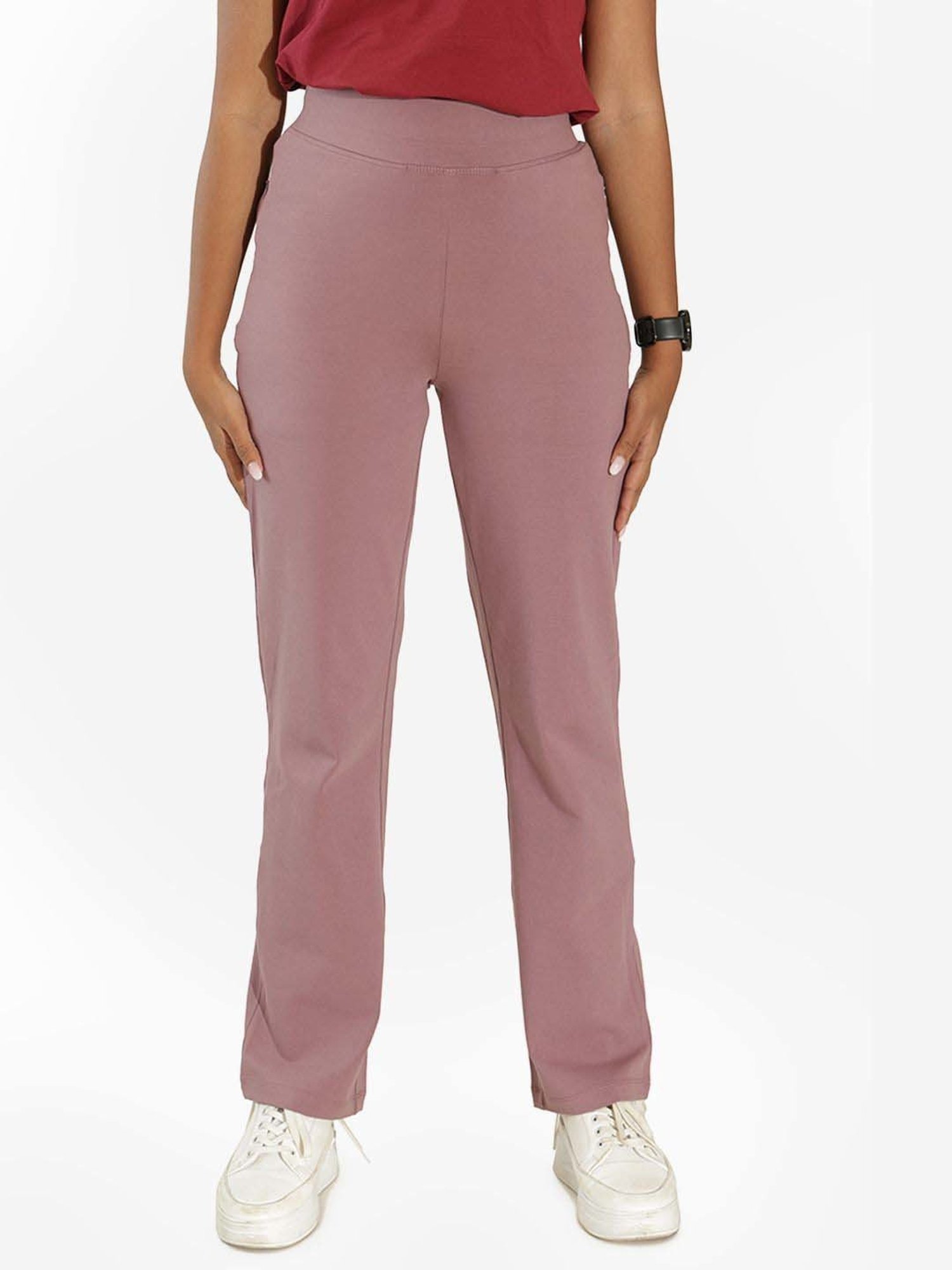 BlissClub Purple Cotton Straight Pants