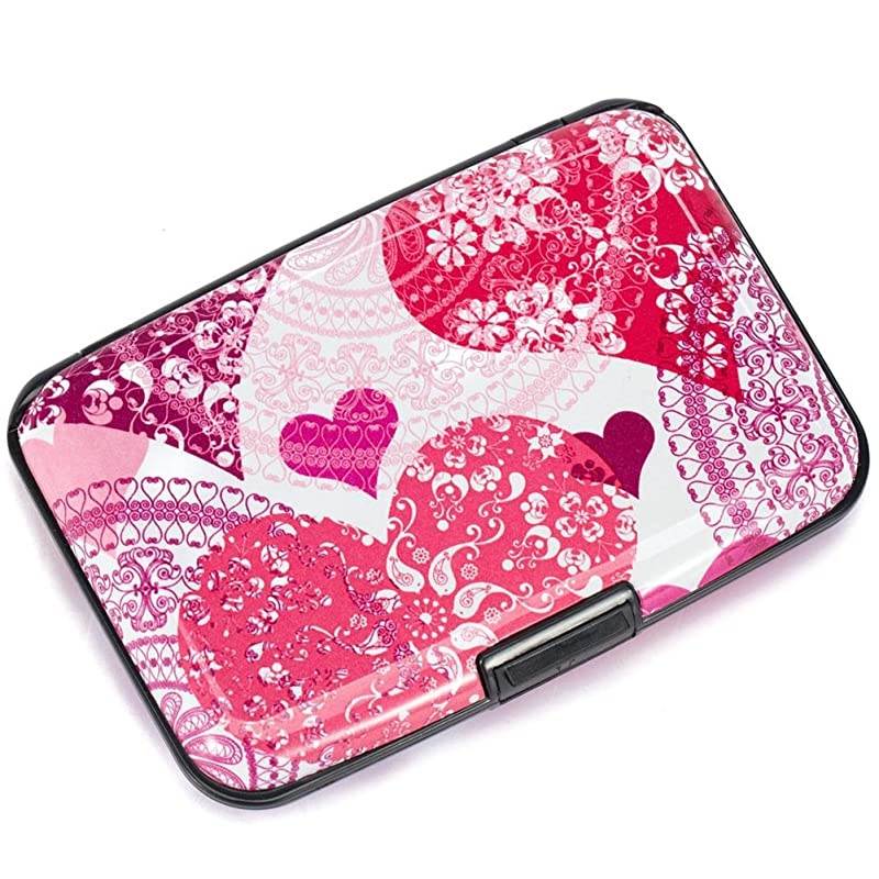 Mini RFID Aluminum Wallet Credit Cards Holder Business Card Case Metal ID Case for Men Women heart