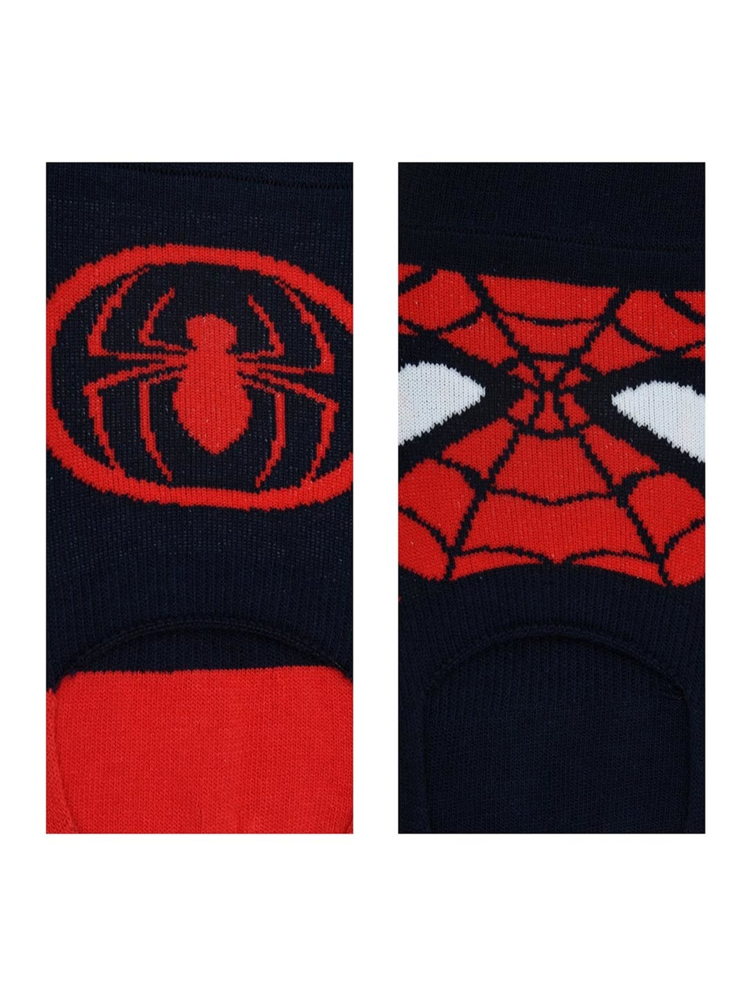 BALENZIA X Marvel The Amazing Spider-Man Navy & Red Printed Loafer/Invisible Socks - Pack of 2