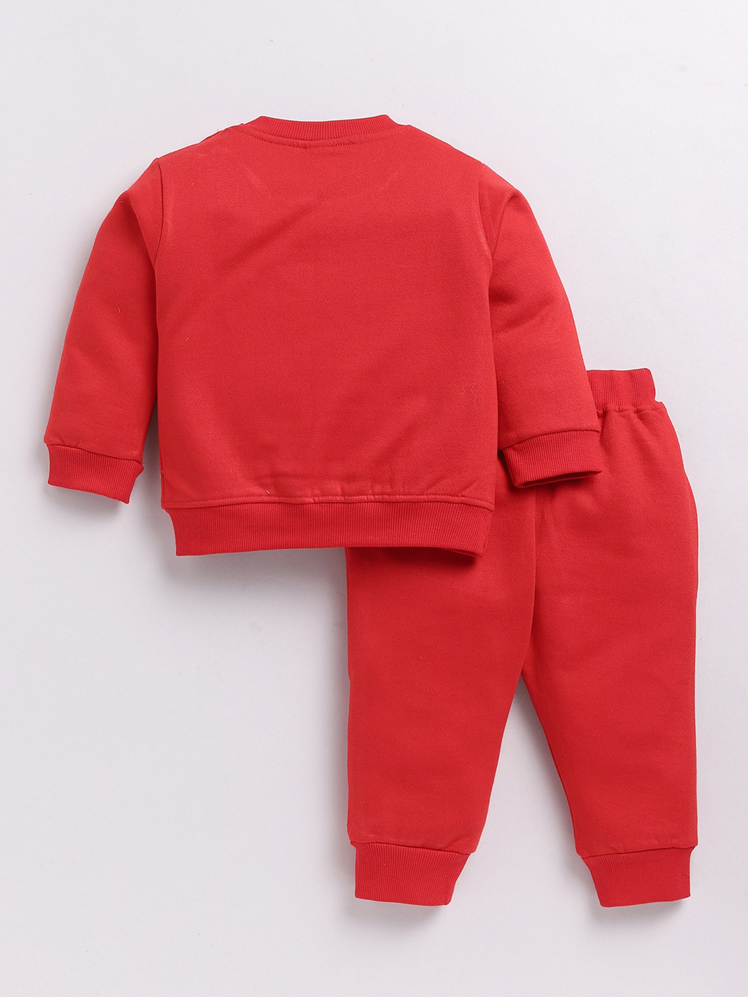 Dollar Kids Red Embroidered Full Sleeves T-Shirt with Joggers