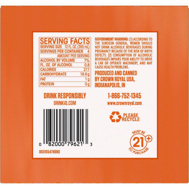 Crown Royal Peach Tea Whisky Cocktail - 4pk/12 fl oz Cans