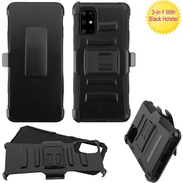 ASMYNA Black/Black Advanced Armor Stand Protector Cover Combo (with Black Holster)(with Package)