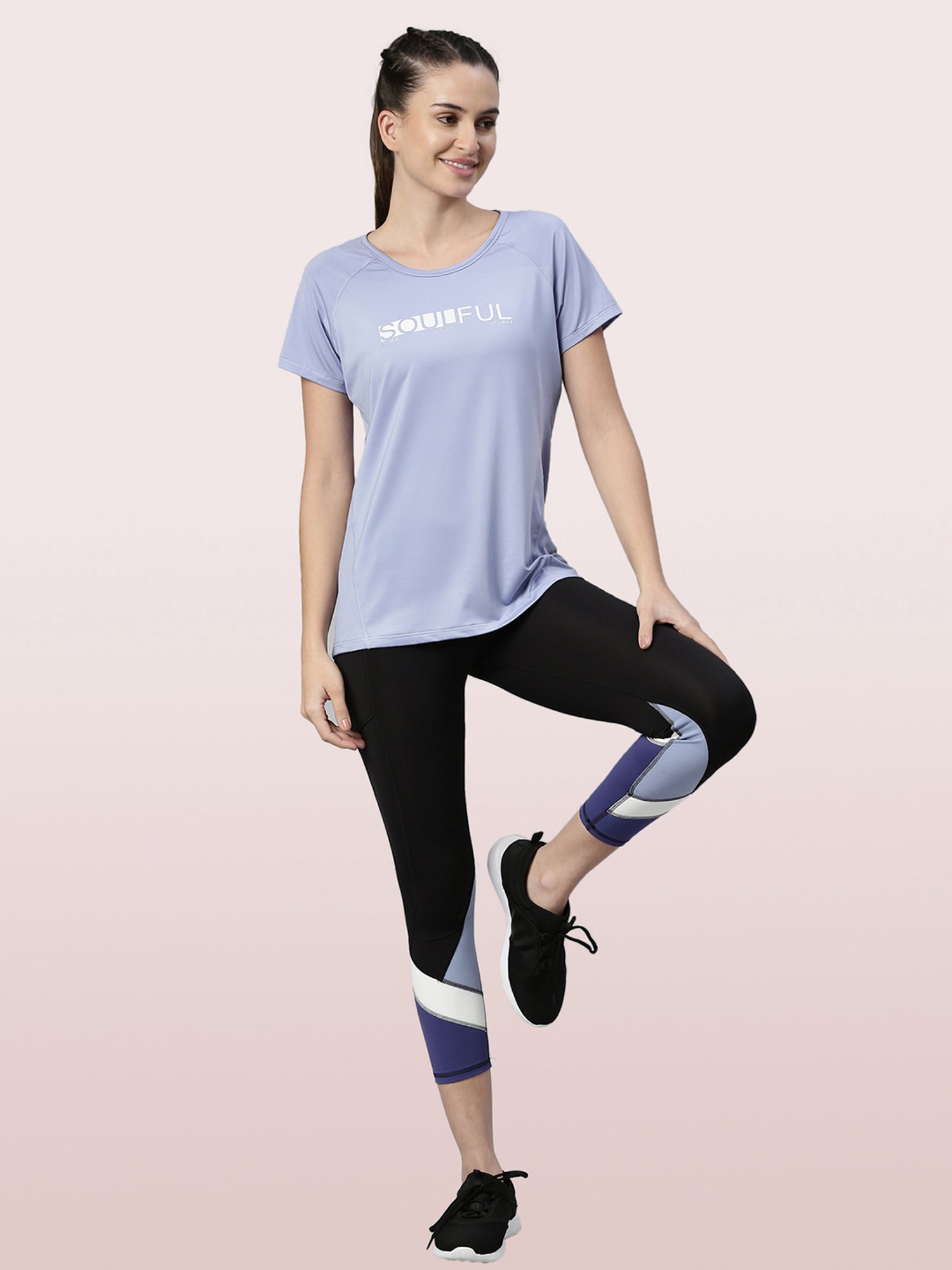 Enamor Blue Printed Crew T-Shirt