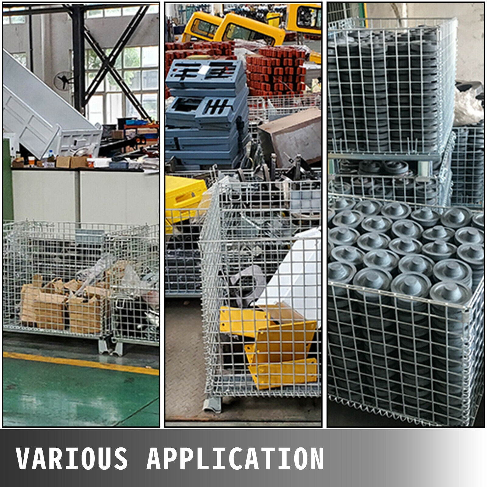 Folding Wire Container 48 x 40 x 35 inch, 1000 Lbs Capacity Wire Mesh 2 x 2 inch