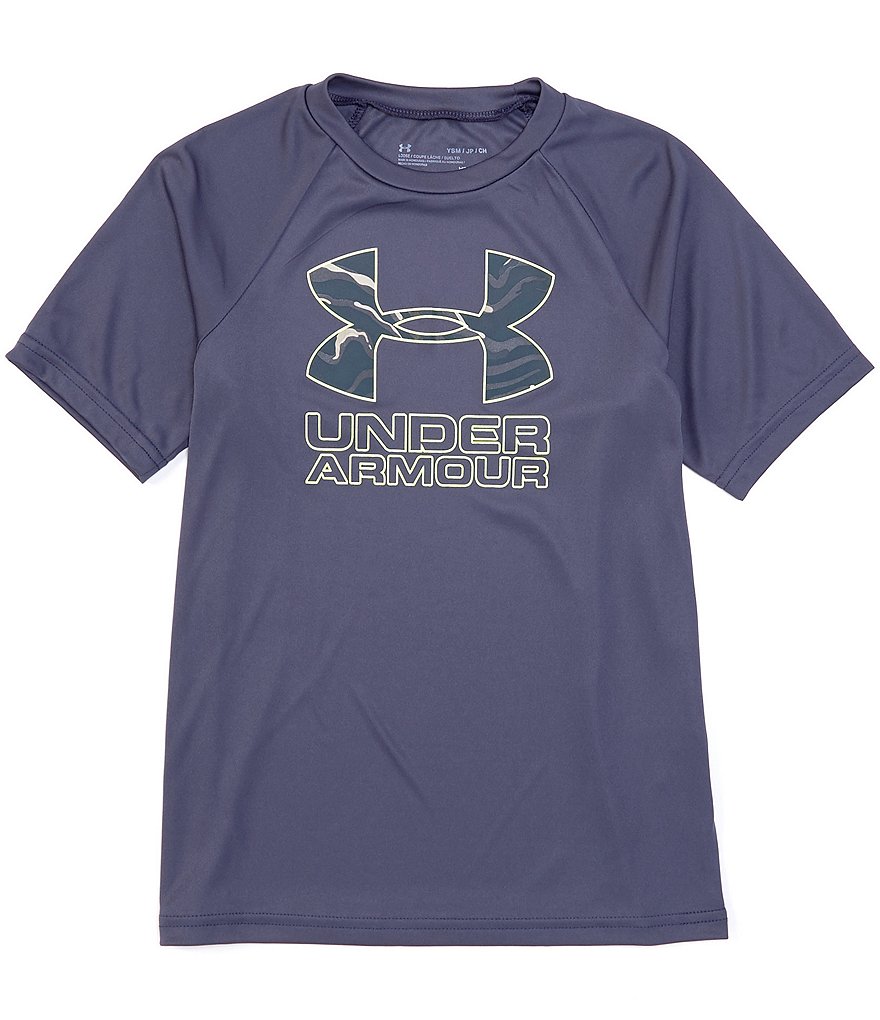 Under Armour Big Boys 8-20 Short Sleeve Tech Hybrid Print-Logo Tee