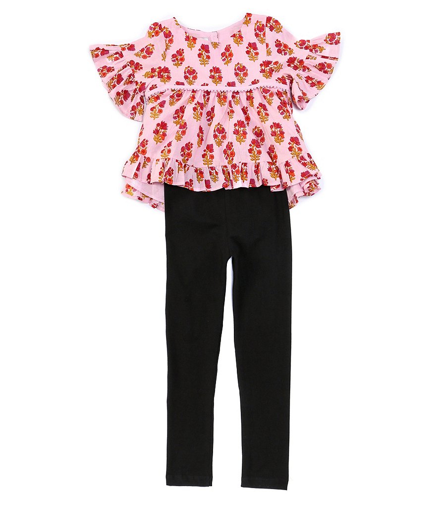 Ally B Big Girls 7-16 Flutter-Sleeve Dotted Top & Shorts Set