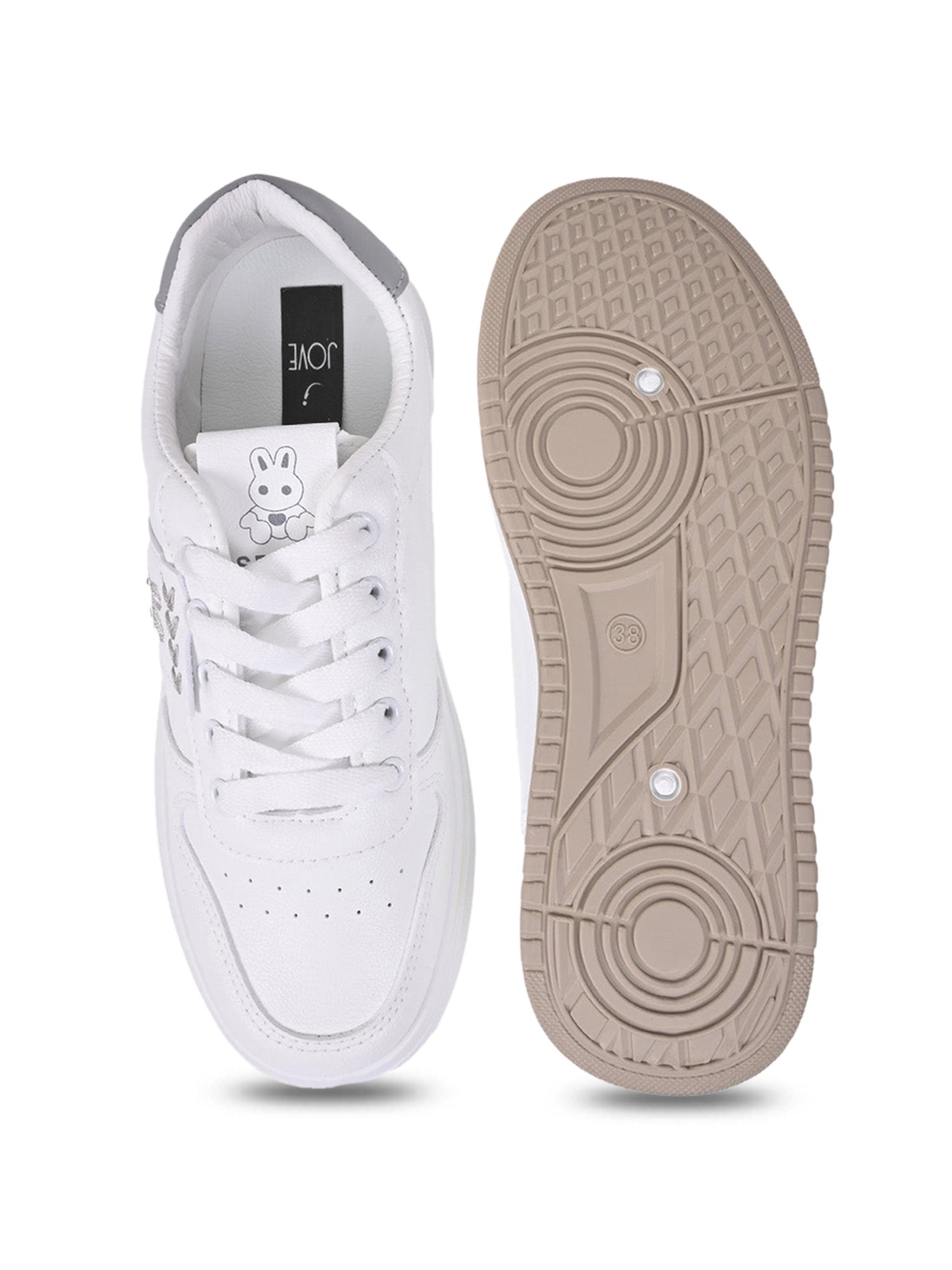 Jove Women's White & Grey Sneakers