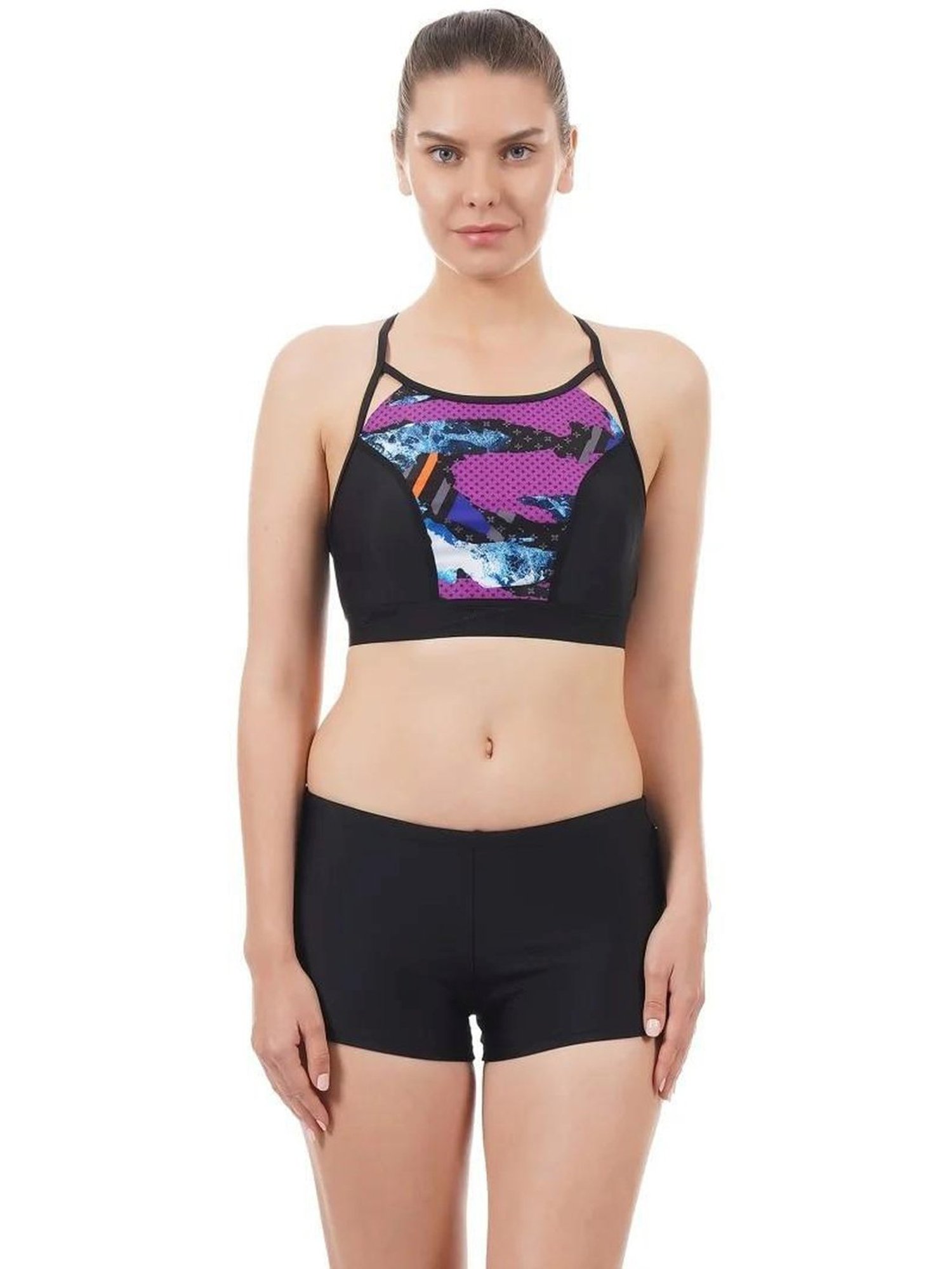 Speedo Black Printed Swimwear Top