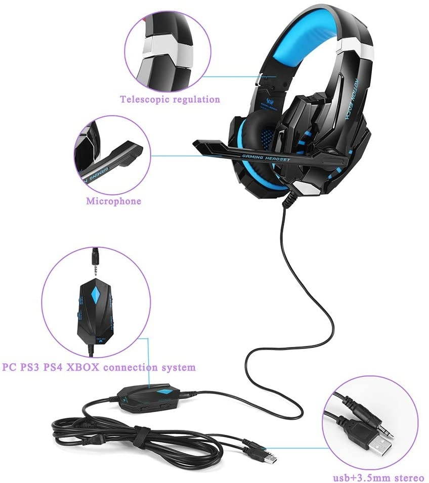 Docooler Stereo PC Gaming Headphones Headset with Microphone for Xbox 360/ PS3/PS4/PC Computer Laptop/Mobile Phones