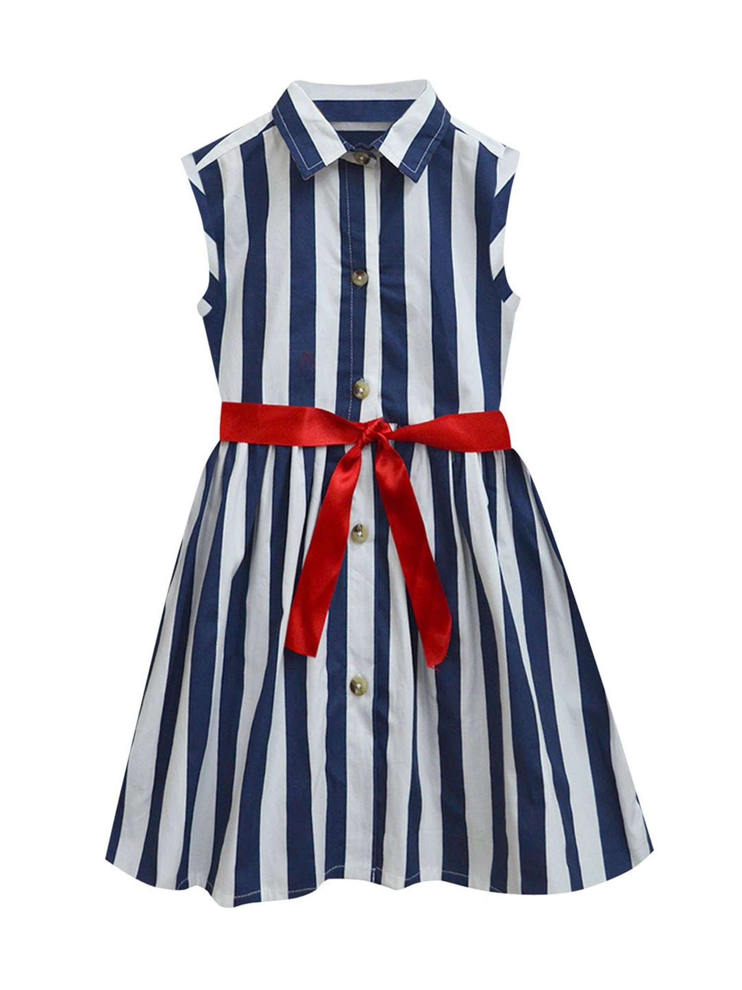 A.T.U.N. Navy & White Striped Shirt Dress