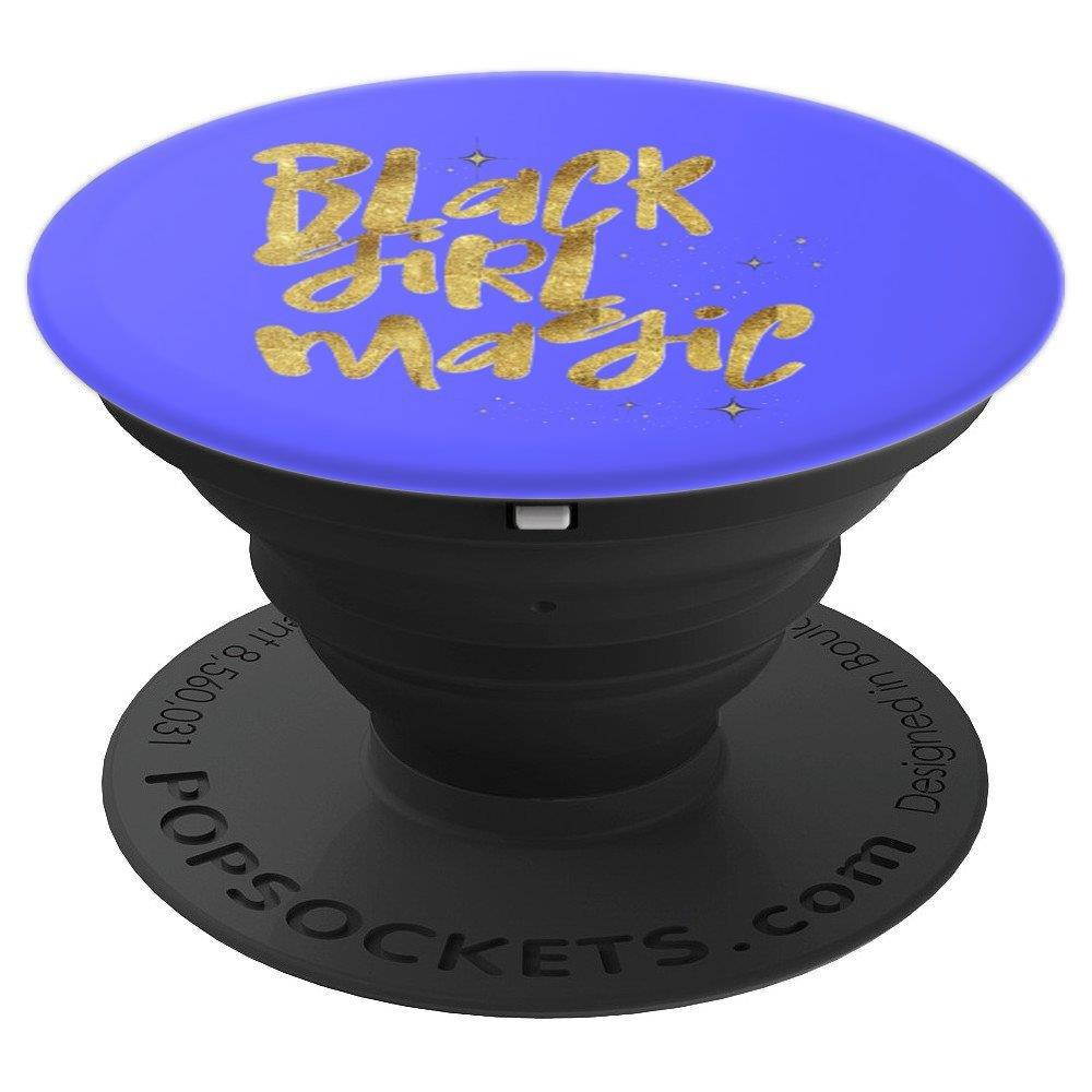 Black Girl Magic Gift African Queen Melanin Electric Purple PopSockets Grip and Stand for Phones and Tablets