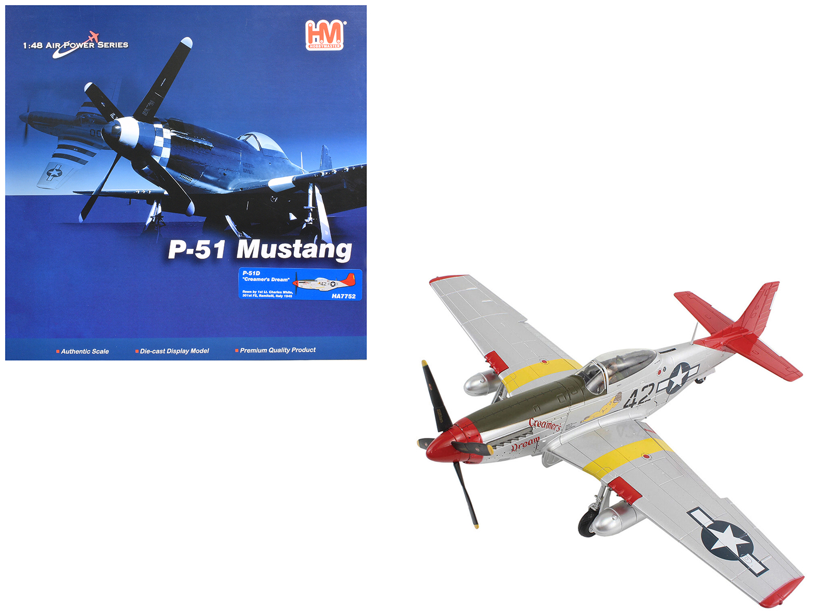 North American P-51D Mustang Fighter Aircraft "Lt. Col. McComas 118th Tactical Reconnaissance Squadron 23rd Fighter Group China" (1945) United States Army Air Force "Air Power Series" 1/48 Diecast Model by Hobby Master