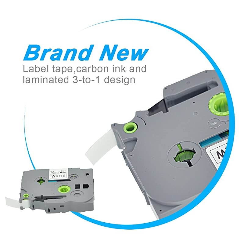 5PK 12 inch Maker Tape Compatible with Brother PTouch TZ TZe231 TZe 231 Standard Laminated Cassette TZo231 Black on White 12mm 047x262 Feet 8m