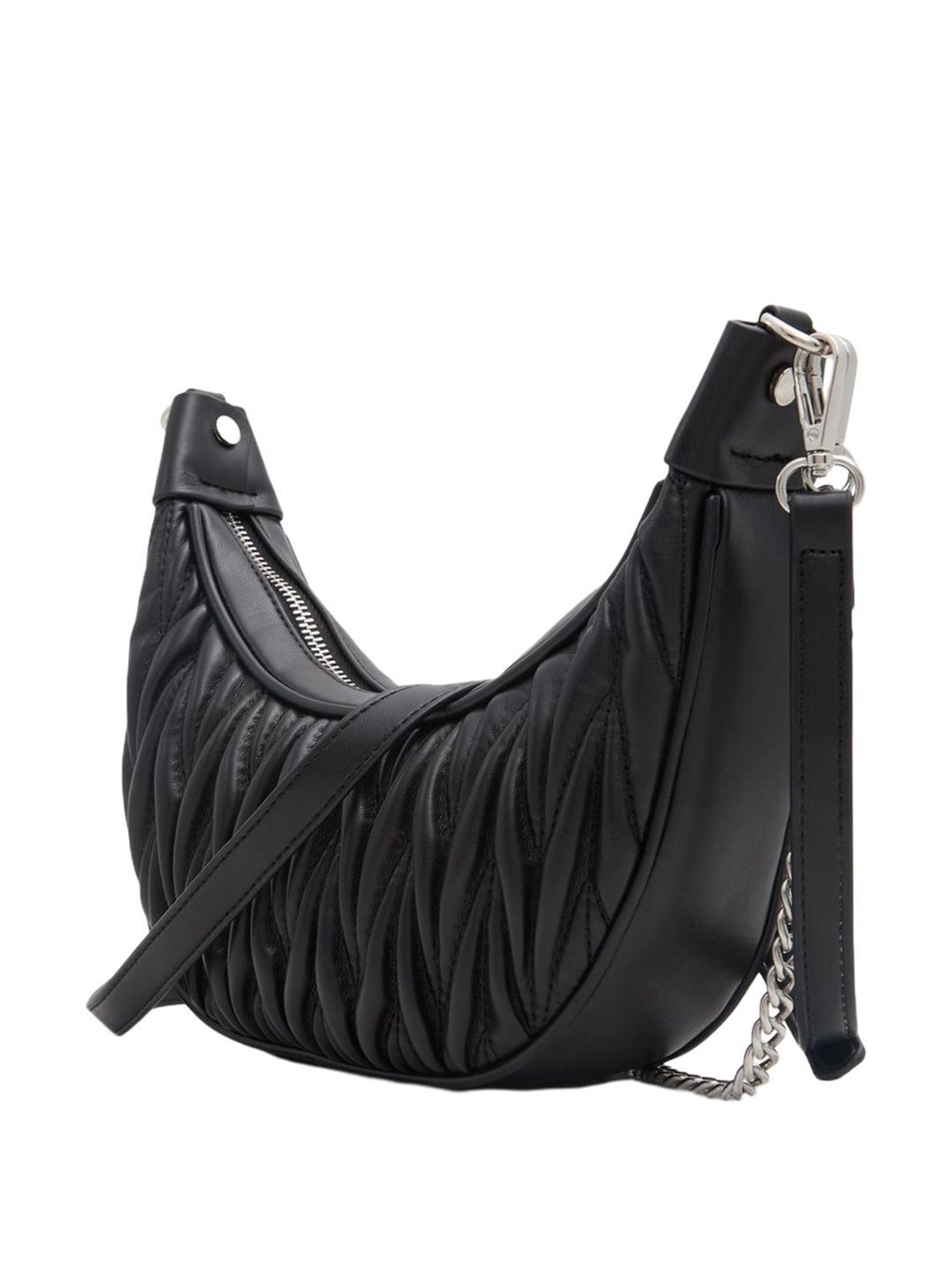 Call It Spring Black Textured Small Sling Handbag