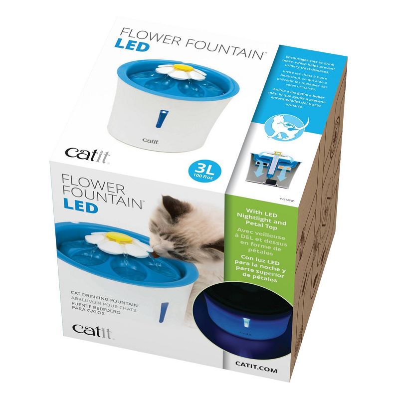 Catit Flower Fountain with LED Nightlight - Blue