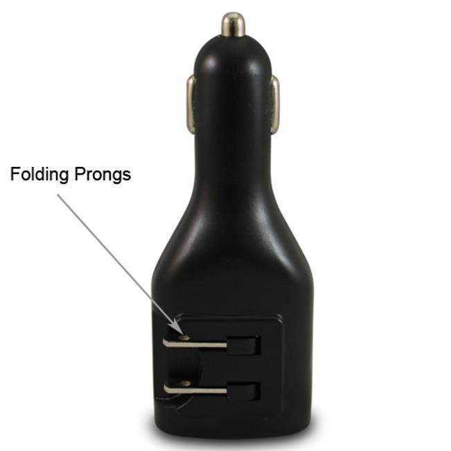 2-in-1 Car Home Charger Power Adapter 2-Port USB Folding Prongs Black Compatible With LG V35 ThinQ, Stylo 4, G Pad X8.3 F2 (8.0) F 8.0 8.3 7.0 10.1