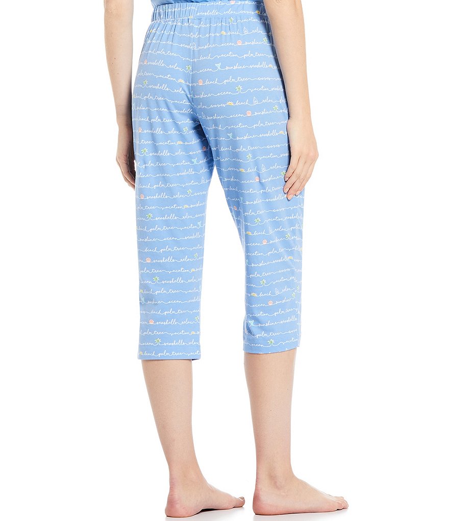 Sleep Sense Vacation Script Printed Jersey Knit Capri Coordinating Sleep Pants