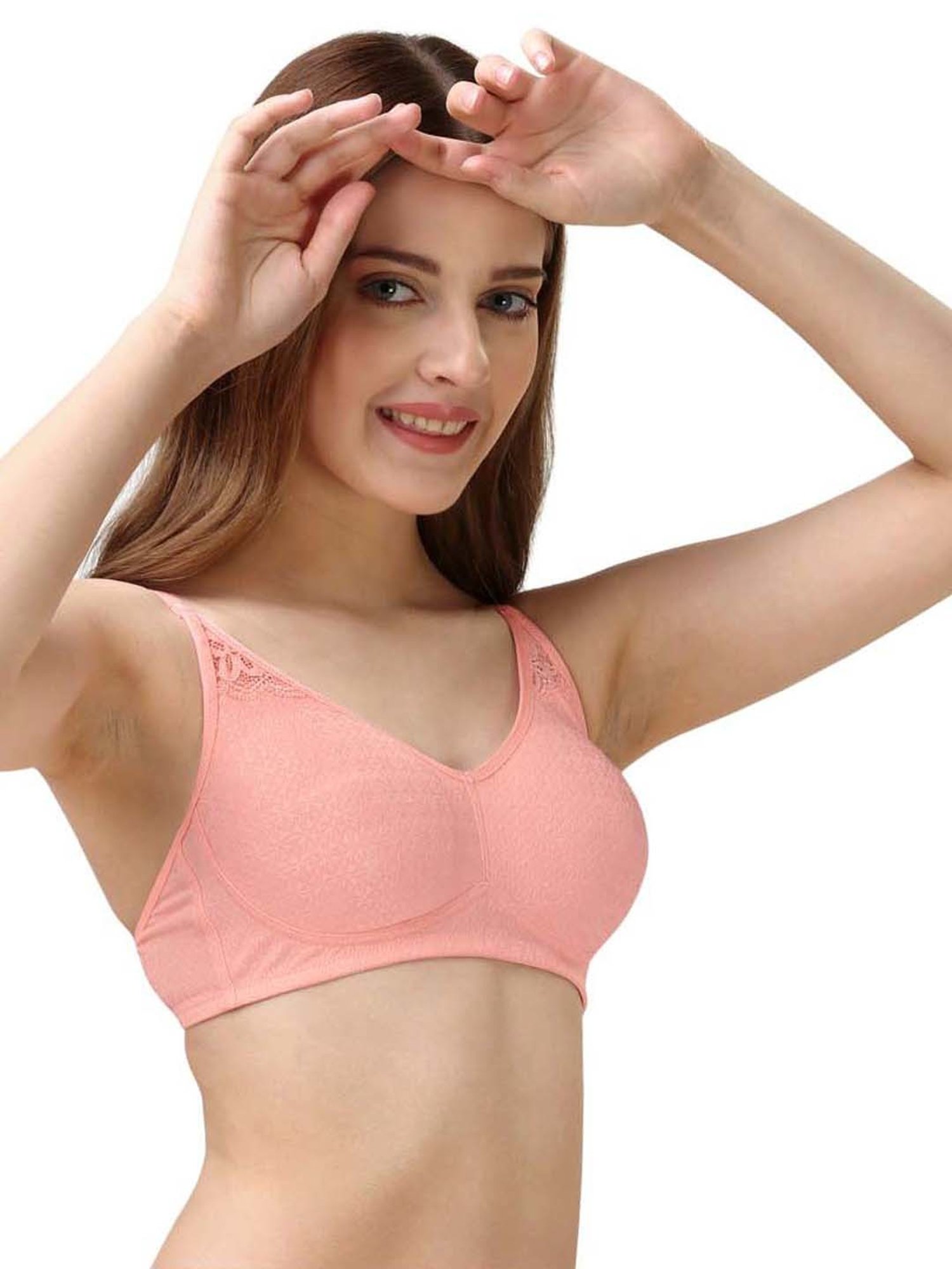 Soie Pink Lace Work Non-Padded Everyday Bra