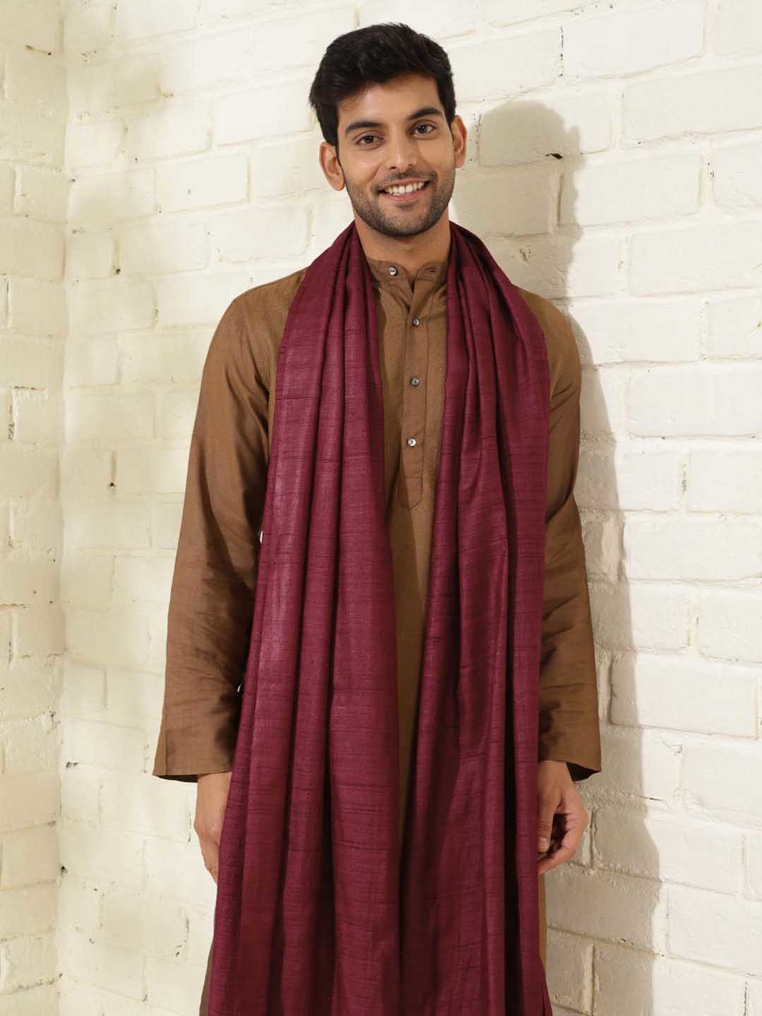 Fabindia Maroon Self Design Stole