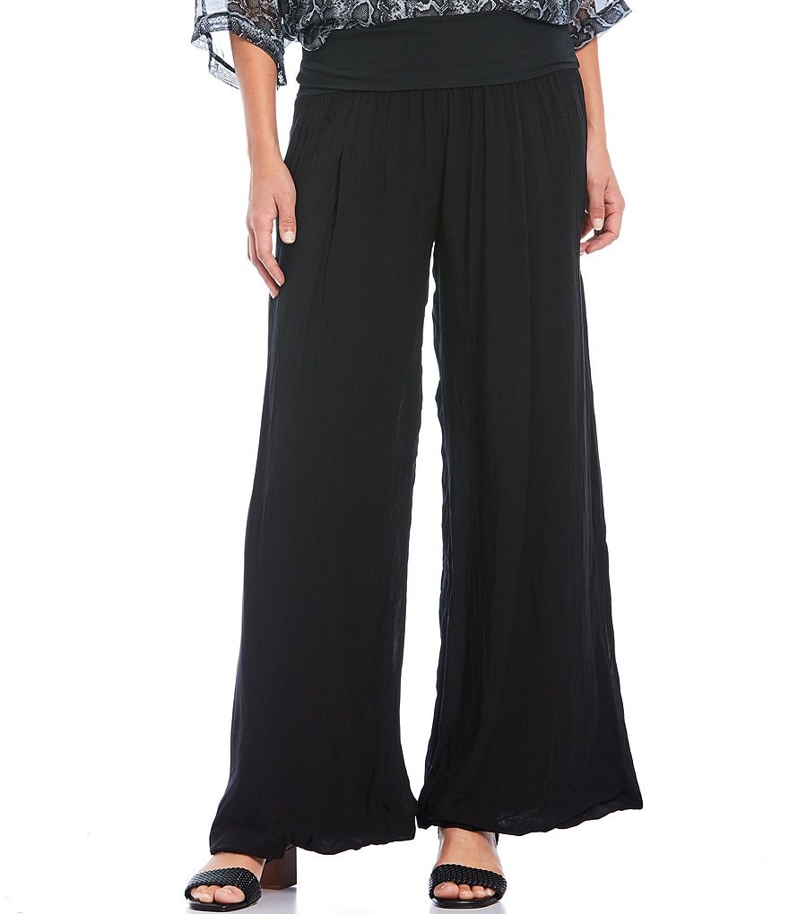 M Made in Italy Pull-On Pleat Detail Wide Leg Pants