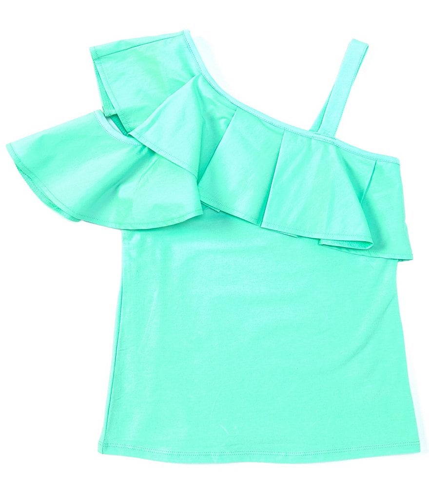 Habitual Big Girls 7-16 Ruffle-Trim Woven/Knit Top