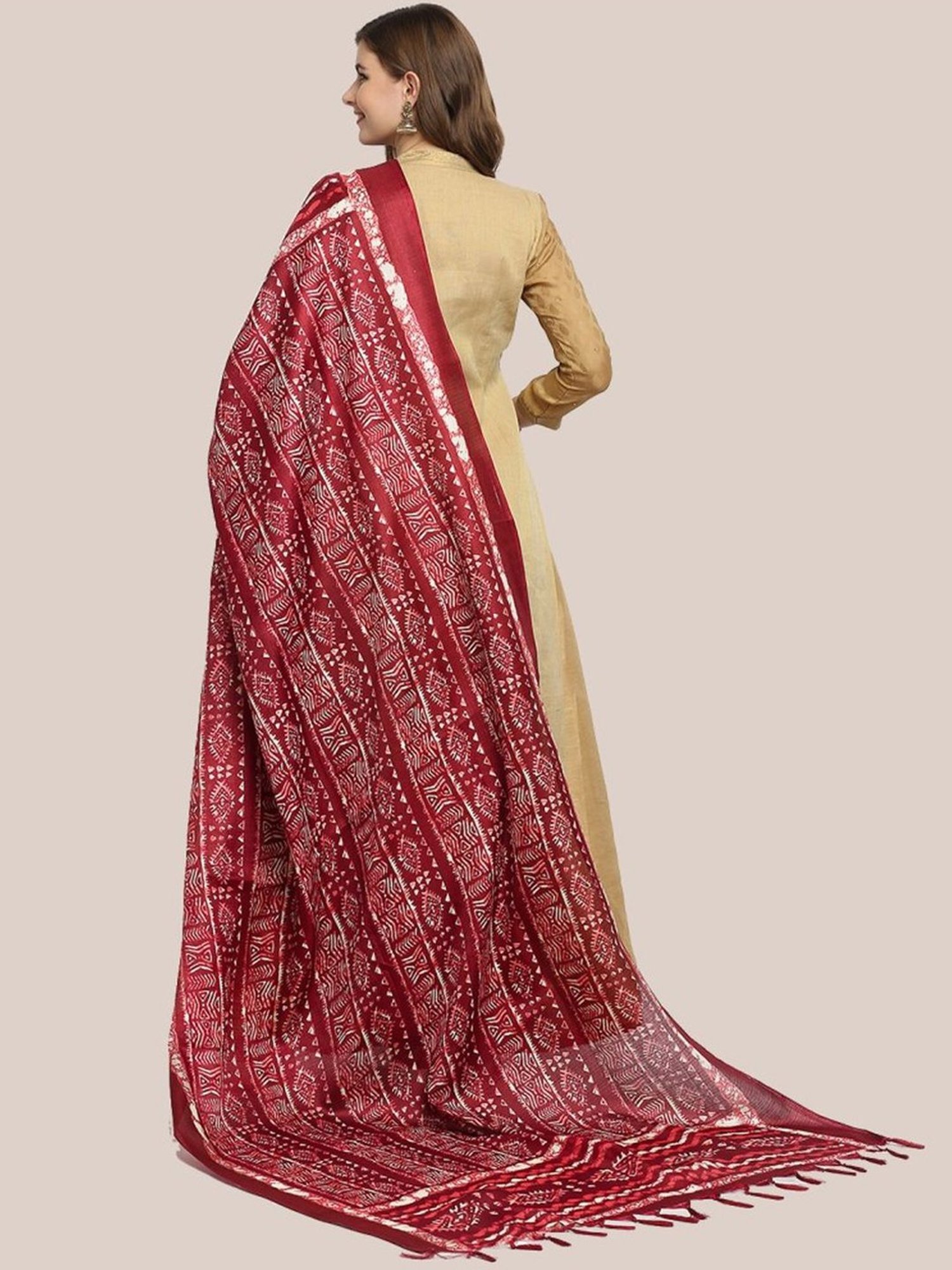 Dupatta Bazaar Maroon Printed Dupatta