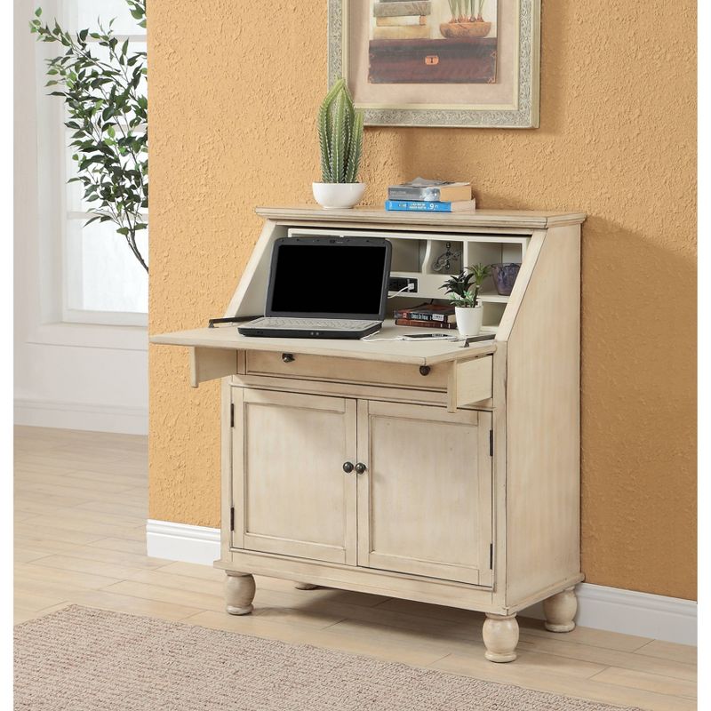 Milam 2 Door 1 Drawer Drop Lid Cabinet with Power Cream - Treasure Trove Accents