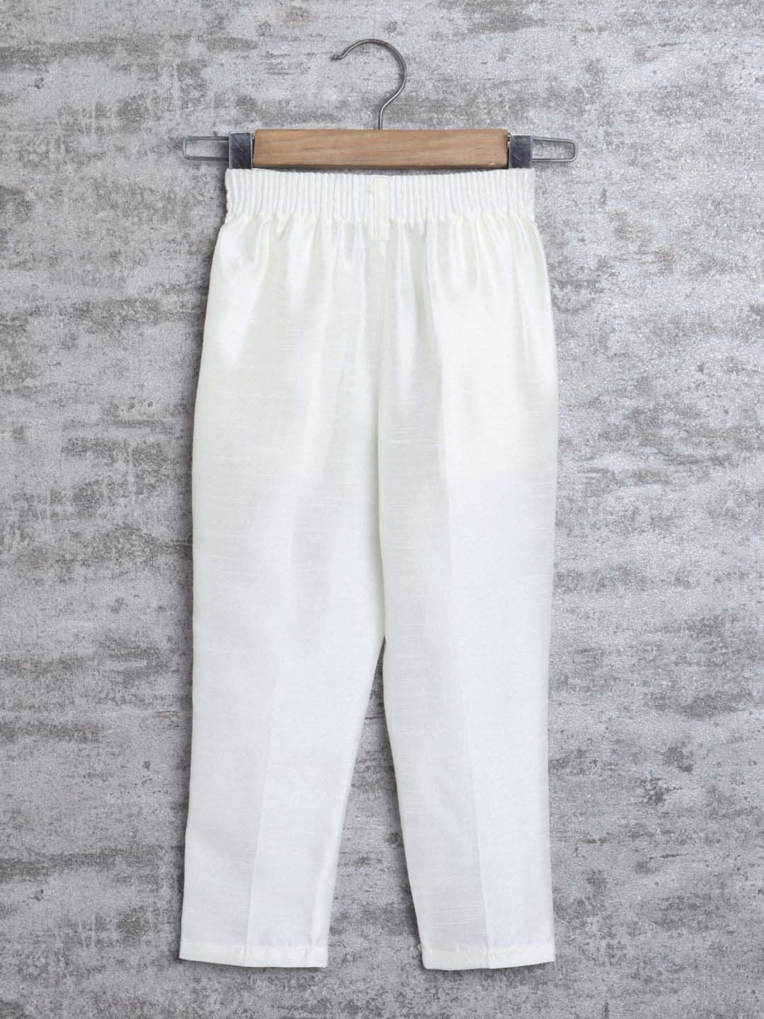 Ahhaaaa Kids Orange & White Cotton Handloom Full Sleeves Kurta Set