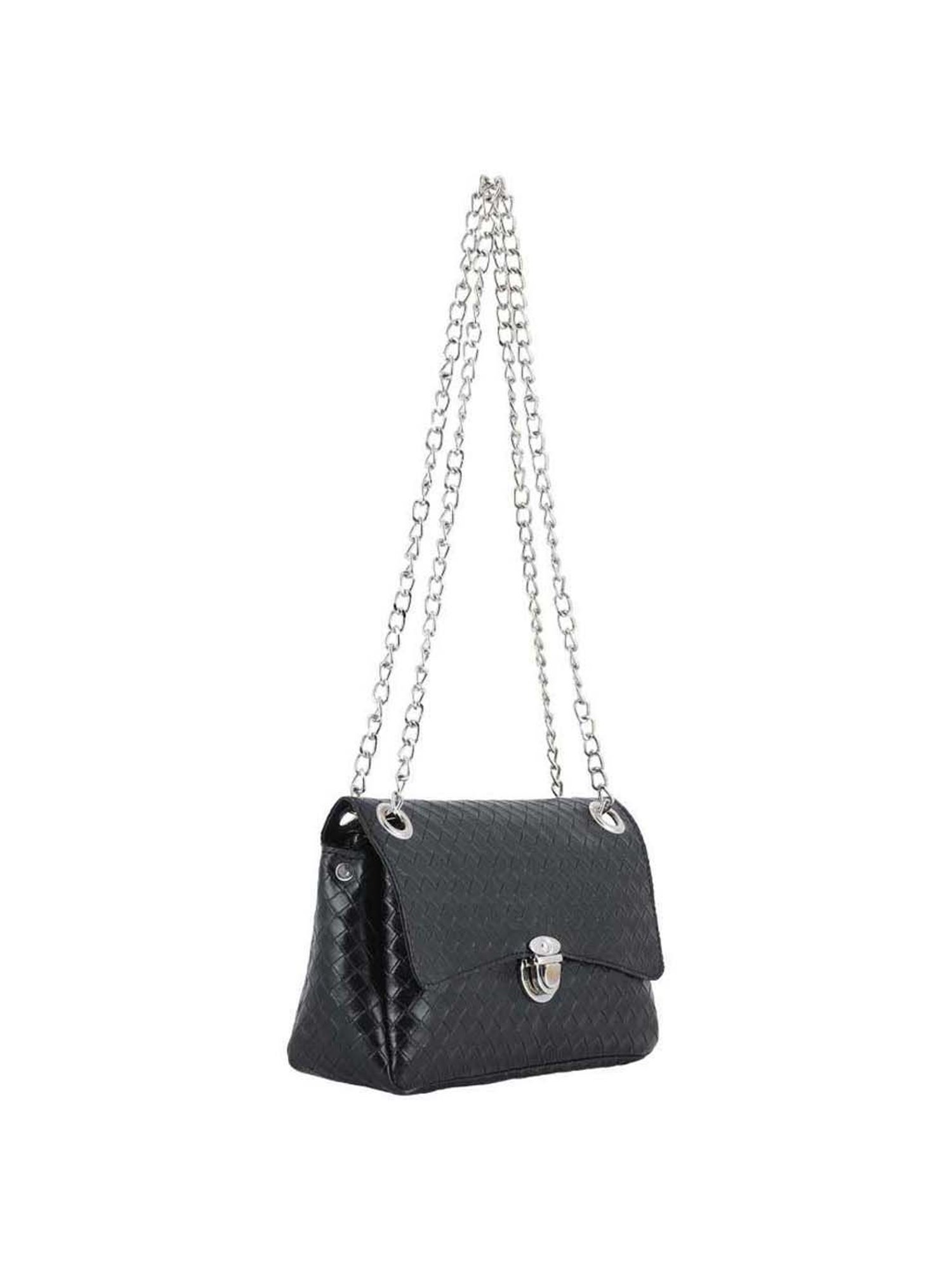 Toteteca Black Textured Medium Sling Handbag