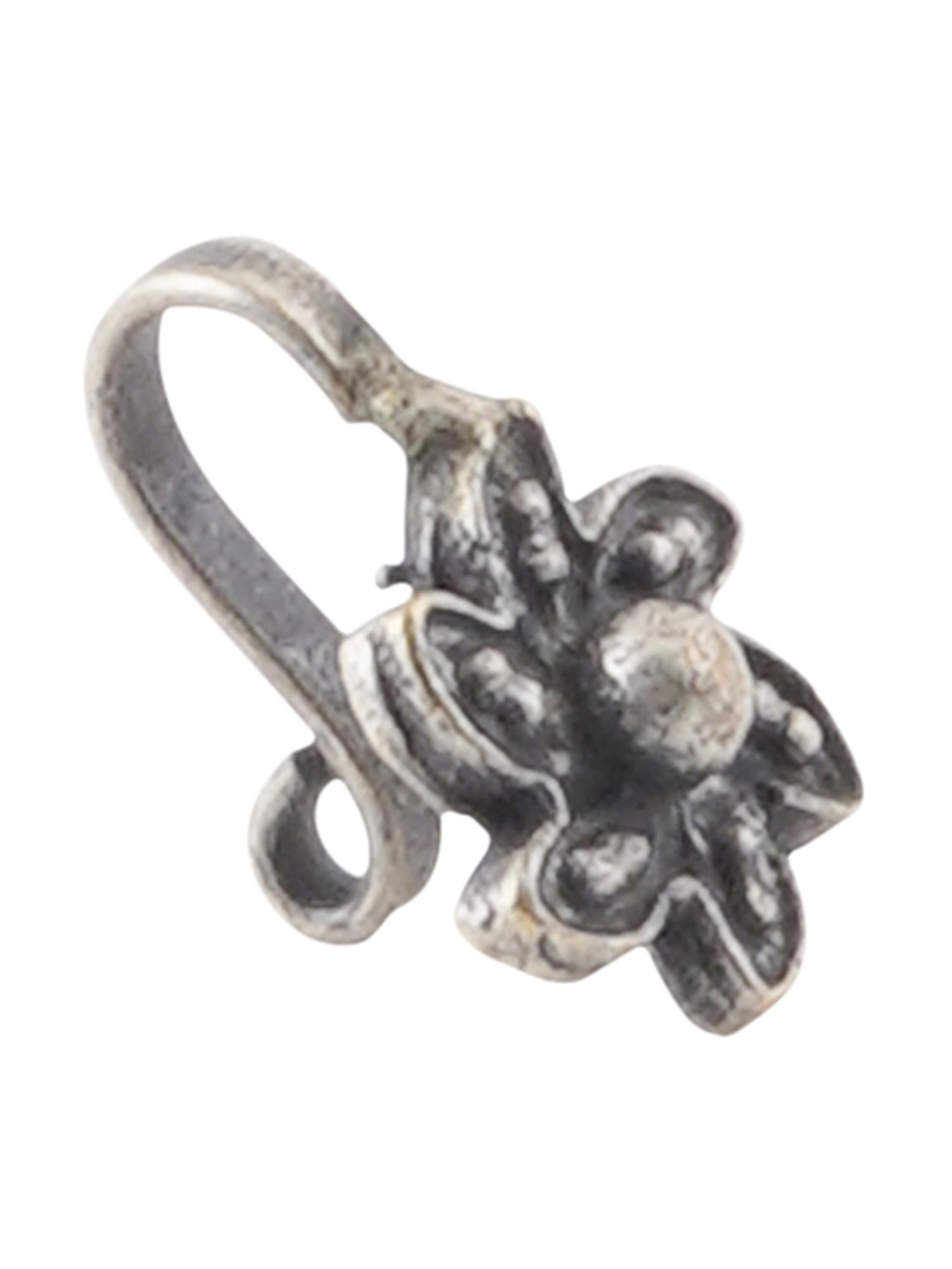 Teejh Ethnic Vrita Silver Oxidized Nosepin for Women