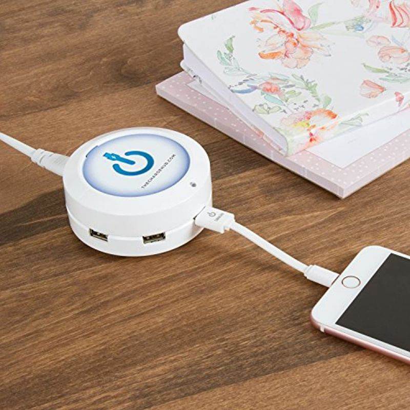 ChargeHub X5-5-Port USB Charger Desktop Charging Station 2.4A Per Port/25W - SmartSpeed Technology for iPhone X/8/7/6 Plus, iPad, Galaxy S9/S8/S7, Nexus, LG & Other Devices - Round (White)