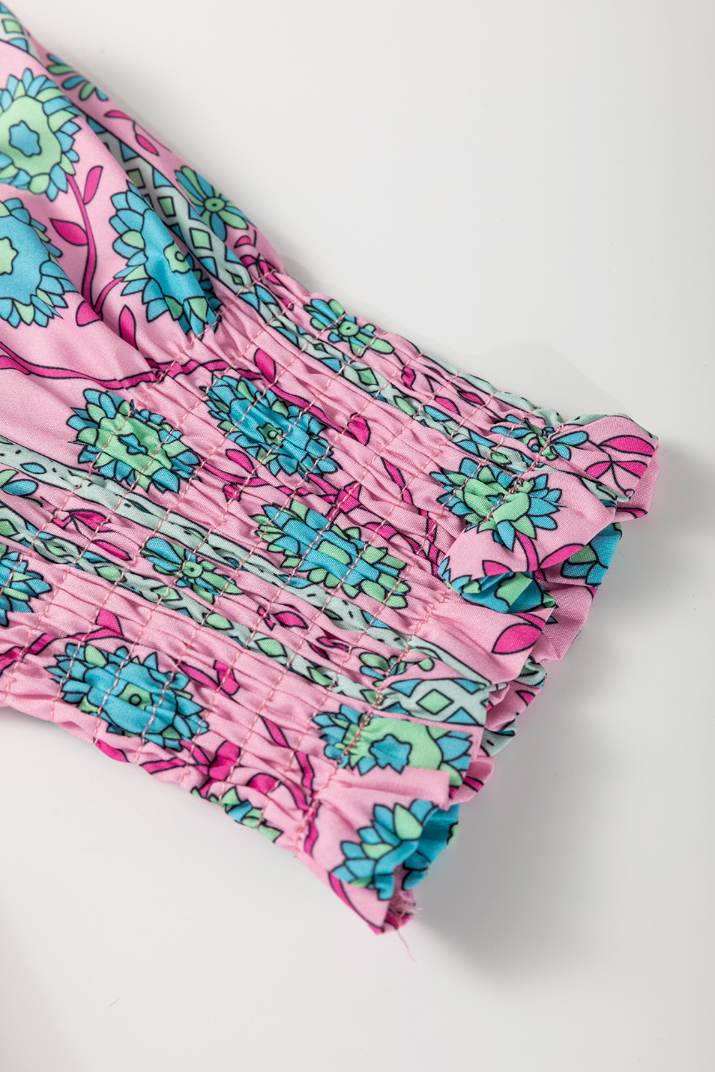 Multicolour Floral Print Split Neck Midi Dress