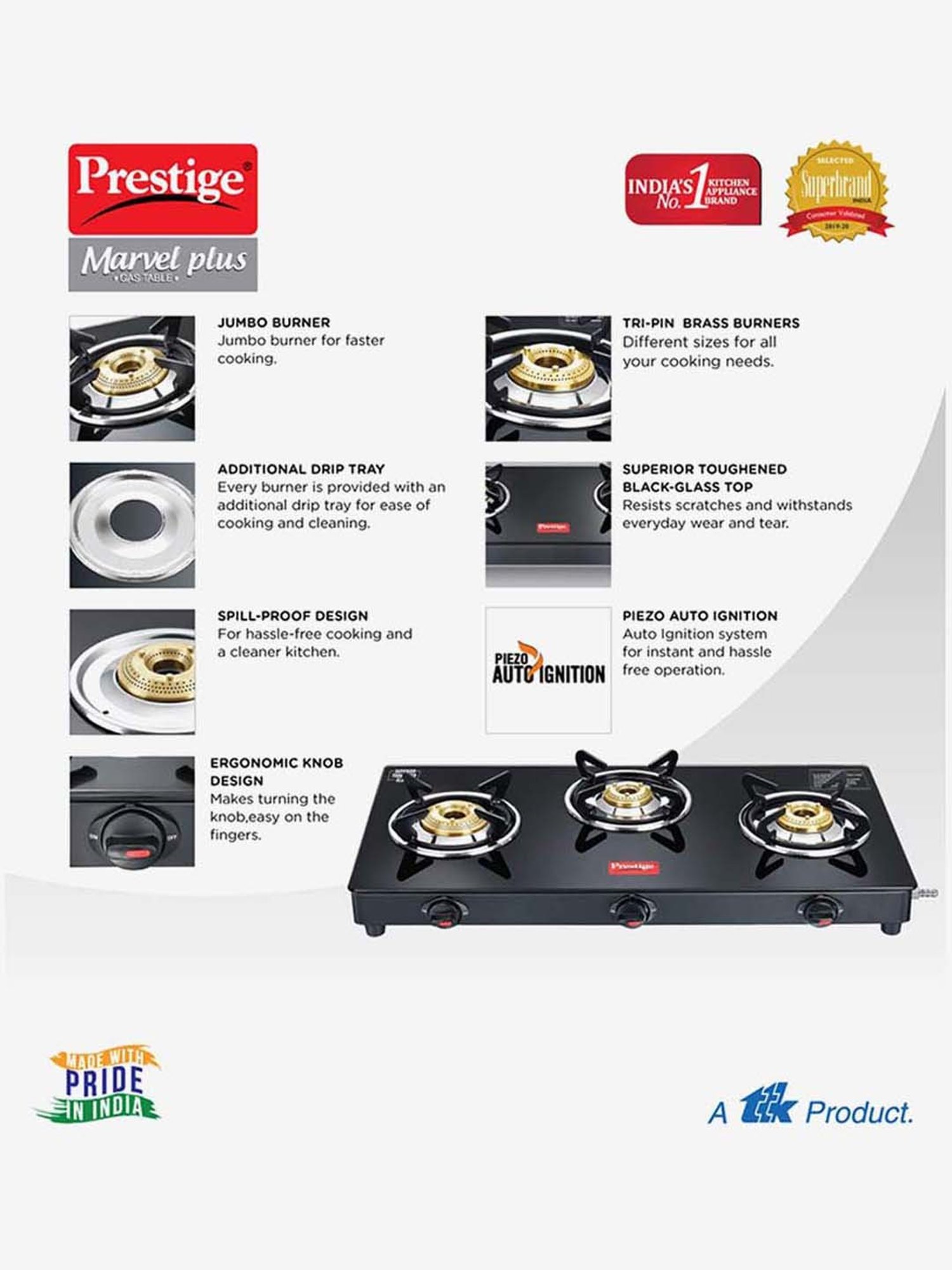 Prestige PIC 16.0 Plus 1900W Induction Cooktop (Black)