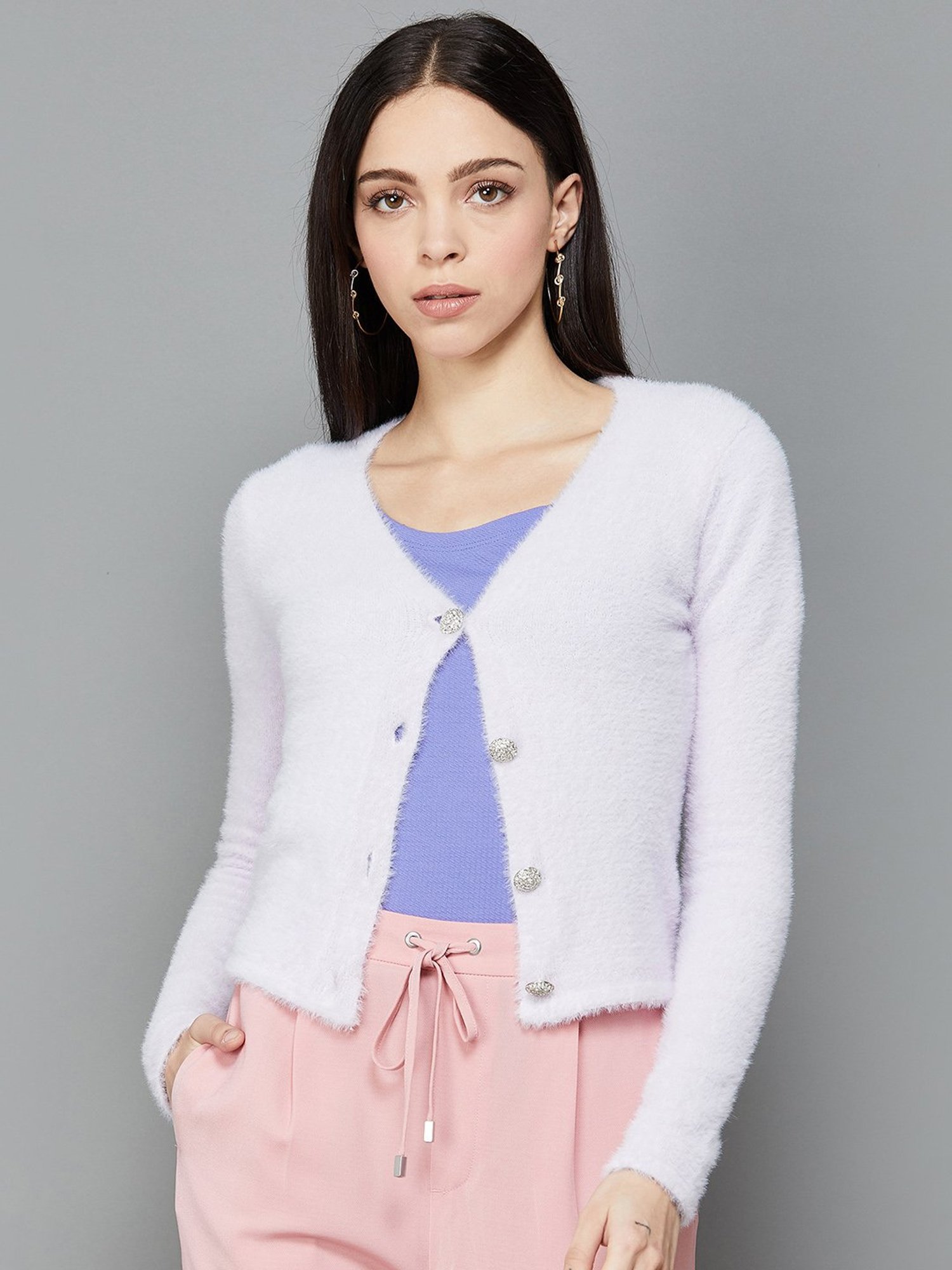 Code by Lifestyle Lilac V Neck Cardigan