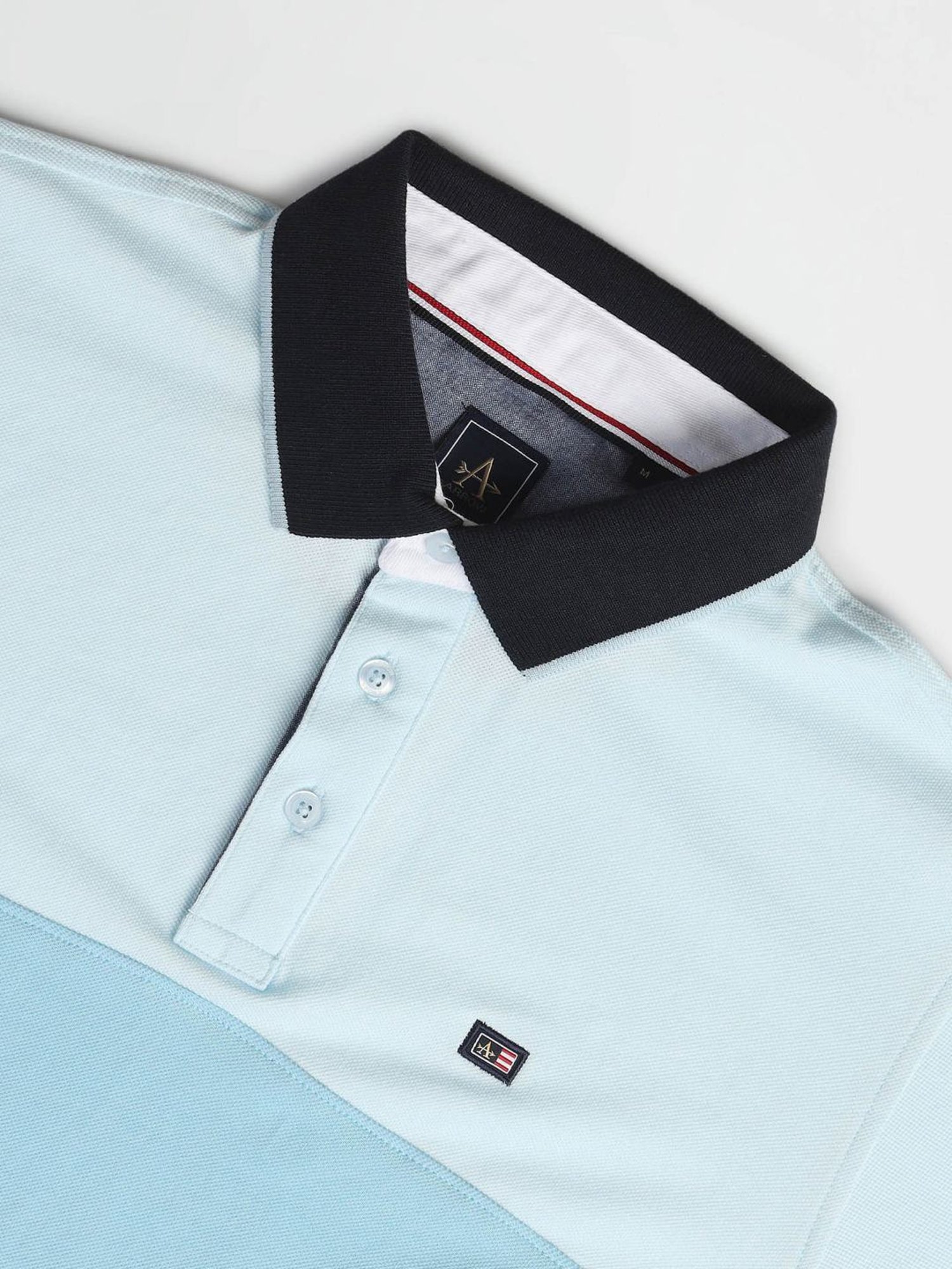 Arrow Sports Blue Cotton Regular Fit Self Pattern Polo T-Shirt