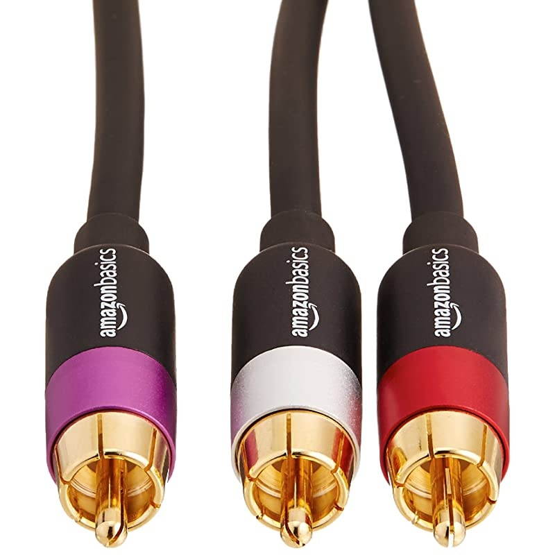 1Male to 2Male RCA Audio Stereo Subwoofer Cable 15 Feet