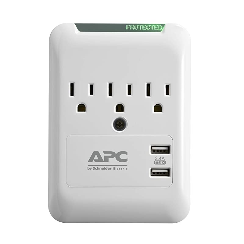 Wall Outlet Surge Protector with USB Ports PE3WU3 3 AC Multi Plug Outlet 540 Joule Surge Protection