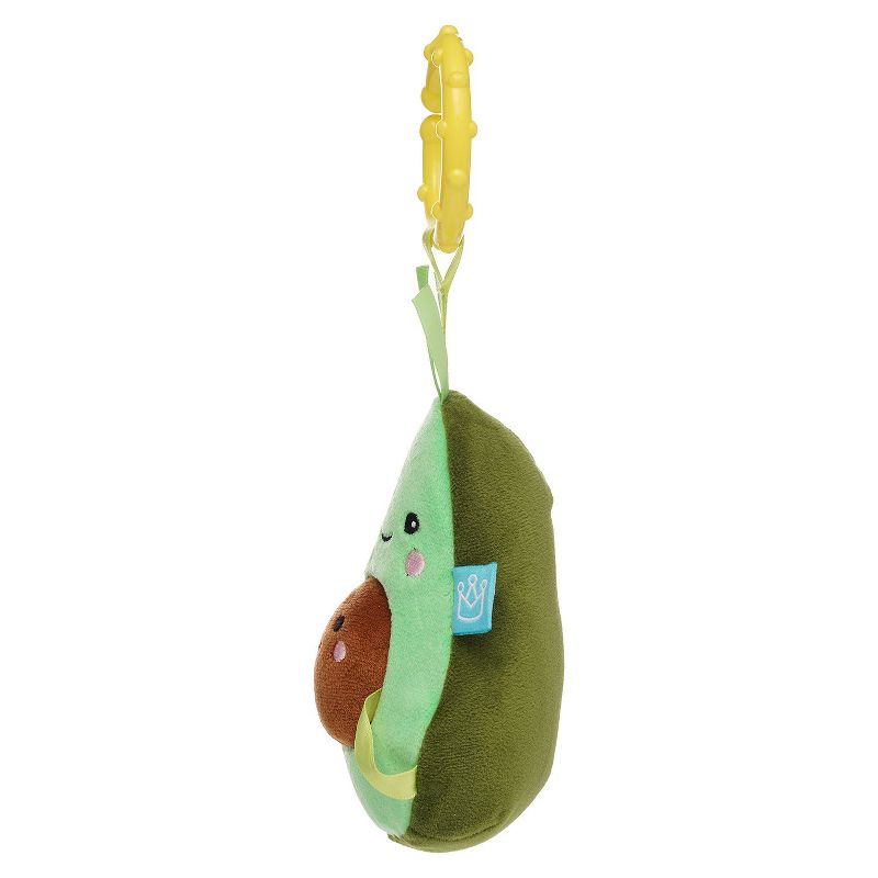 Manhattan Toy Mini-Apple Farm Avocado Baby Travel Toy with Rattle, Chime, Crinkle Fabric & Teether Clip-on Attachment