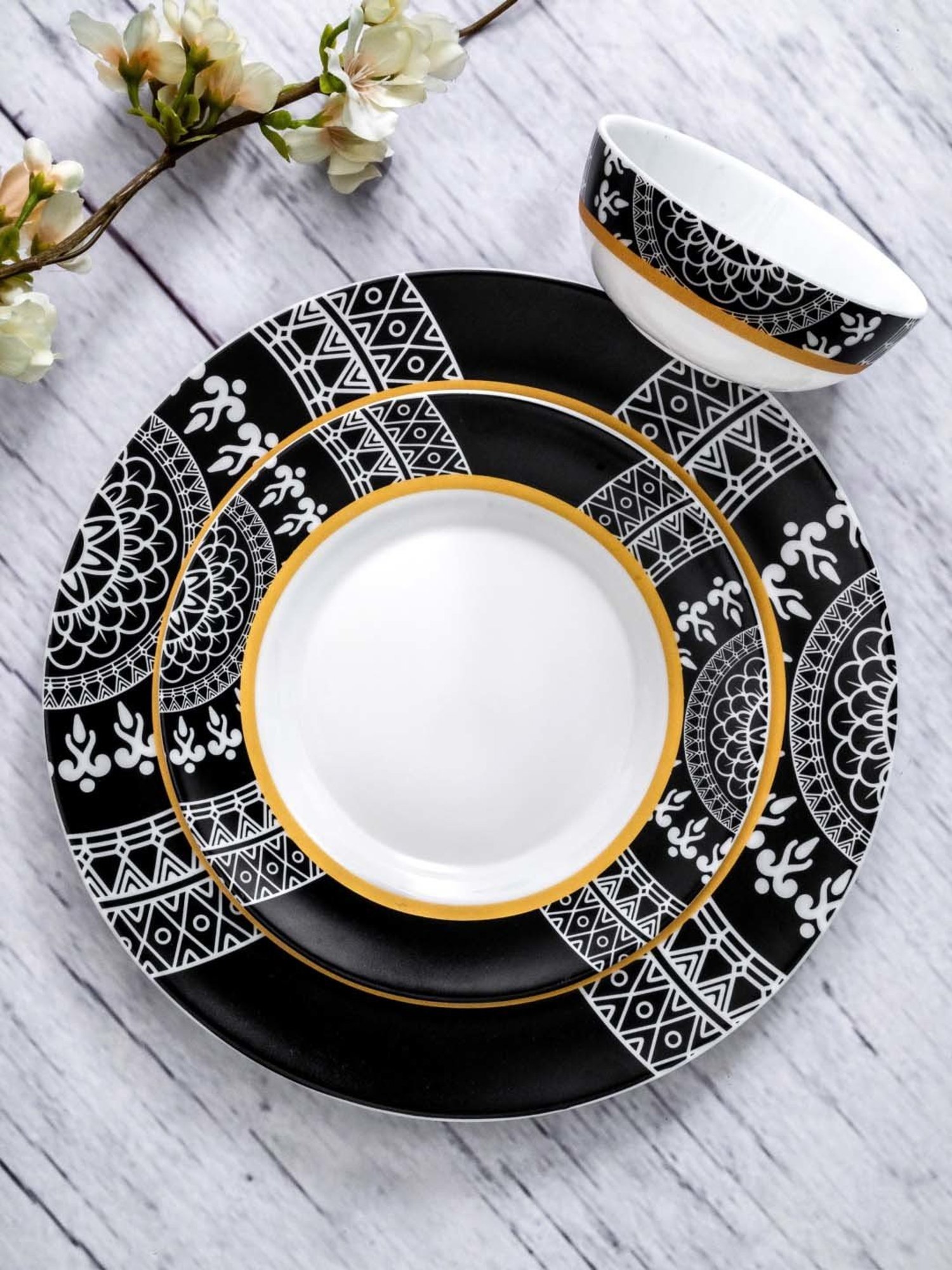 Cello White Opalware 27-Piece Dinner Set