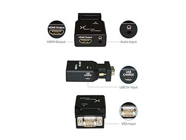 XtremPro 63031 VGA to HDMI 1080P Full HD Mini VGA To HDMI Audio Converter W/ VGA Cable & USB Power Cable & 3.5mm Audio Port Cable